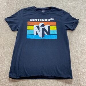 Nintendo 64 Graphic Tee Mens Large Black Retro Logo Short Sleeve Cotton Shirt